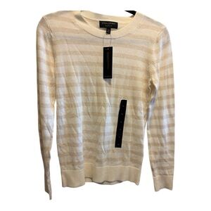 Banana Republic Striped Lightweight Crewneck Sweater - Cream & Beige